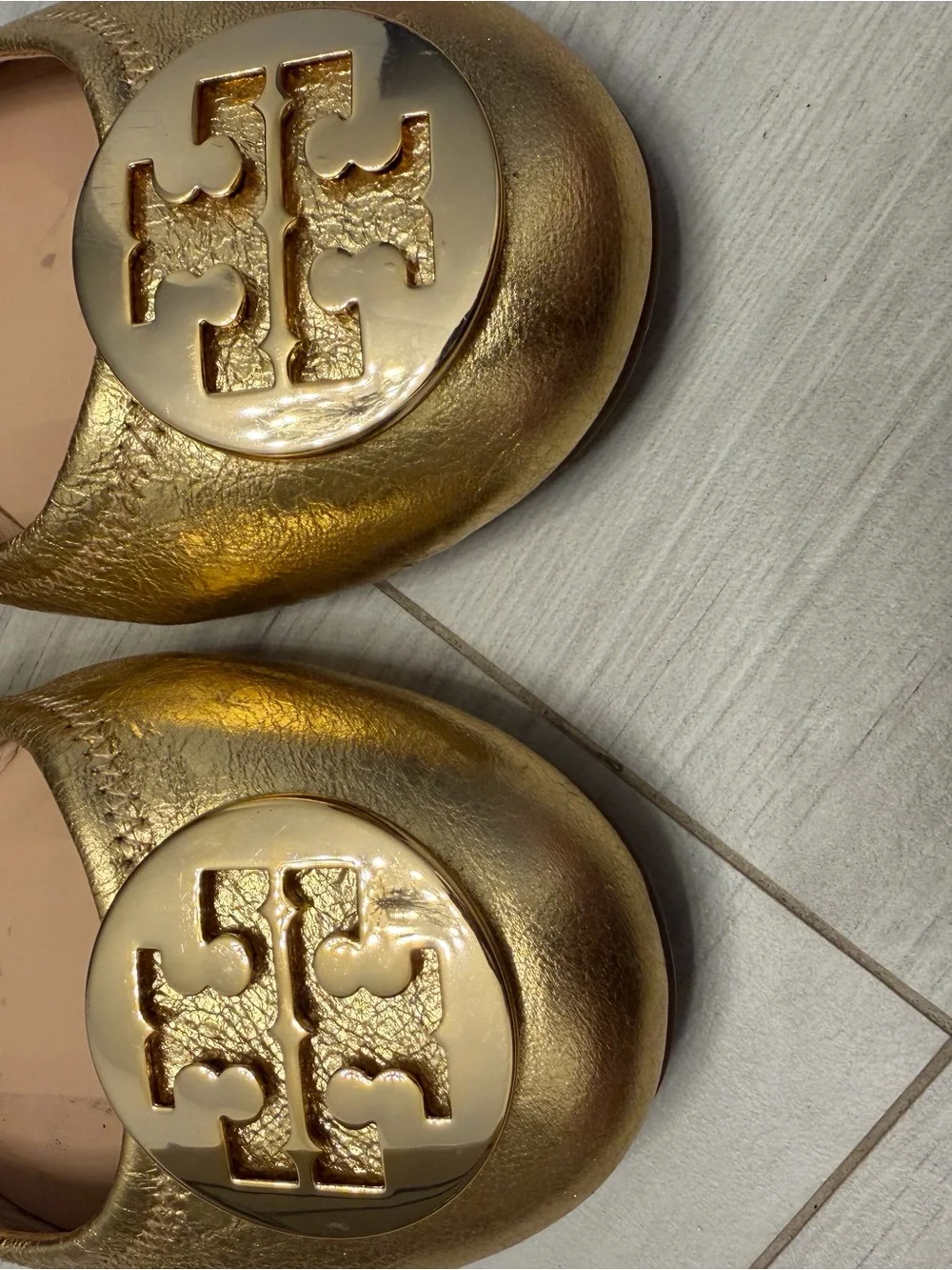 Tory Burch Gold Leather Ballet Flats